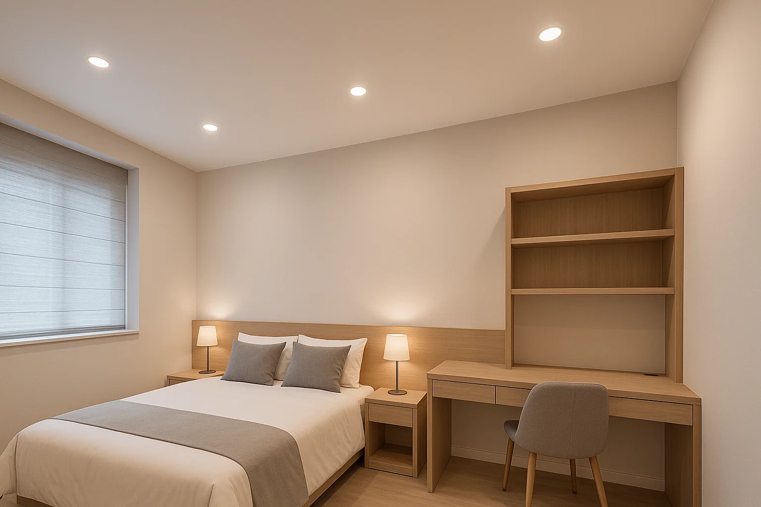 Ambiente moderno com forro de drywall finalizado e iluminação embutida no teto