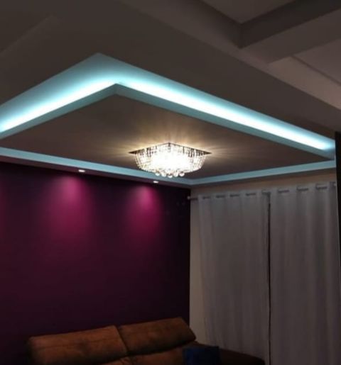 forro de gesso com rebaixo central (moldura invertida / bandeja central)