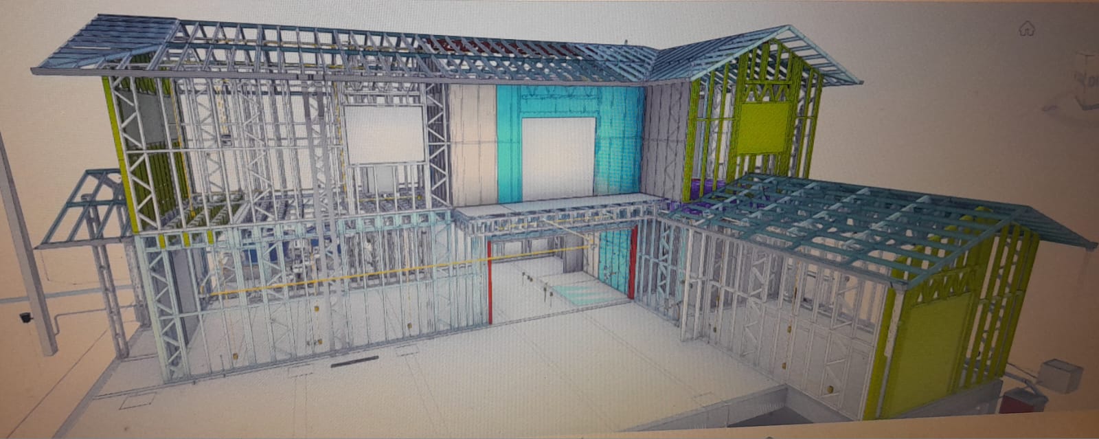 Planta 3D estrututura em stell frame da casa grande